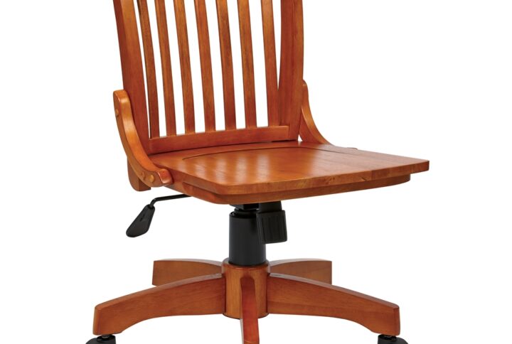 Deluxe Armless Wood Bankers Chair with Wood Seat in Fruit Wood Finish