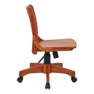 Deluxe Armless Wood Bankers Chair with Wood Seat in Fruit Wood Finish