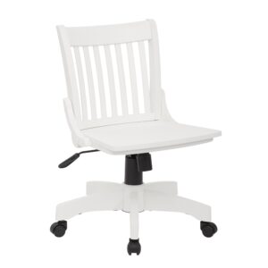 Deluxe Armless Wood Bankers Chair with Wood Seat in White Finish