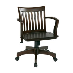 Deluxe Wood Bankers Chair with Wood Seat in Espresso Wood Finish