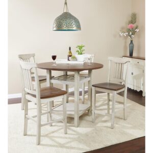 while under table shelfs offer space for storage baskets or trays. Create a cozy breakfast nook in your home with the OSP Designs Berkley 5 piece dining set.