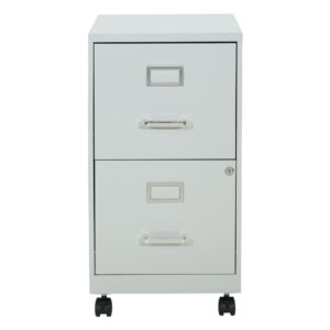 Keep files organized and your office working at peak performance with our locking metal file cabinet with mobile casters. Available in several colors to match any workspace. Deep full sided drawers glide smoothly keeping files at your fingertips and locking lower drawer offers storage for important documents or valuables. Ships fully assembled.