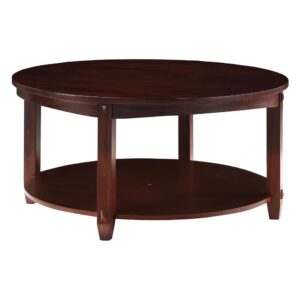 Lane Round Coffee Table with Lower Shelf in Espresso Finish