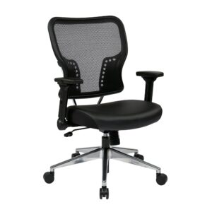 SPACE Seating Air Grid® Back and Bonded Leather Seat Chair with 4-Way Adjustable Flip Arms