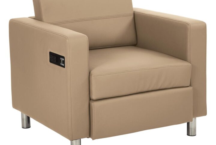 Get connected. It’s easier than ever to keep your mobile devices charged up and ready to go with smart lounge seating. This modern accent chair has a futuristic feel with a built in AC and USB charging station