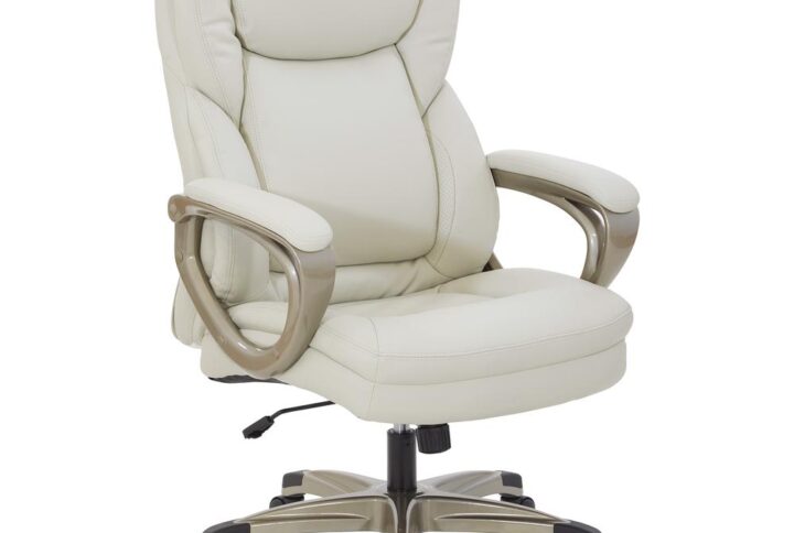 Executive Cream Bonded Leather Office Chair with Cocoa Coated Nylon Base