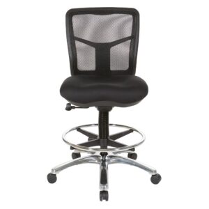 and this ProGrid mesh back chair provides total comfort and functionality for professionals and students alike. Transition easily from sitting to standing after working in the contoured fabric seat. Your spine is cradled by a breathable