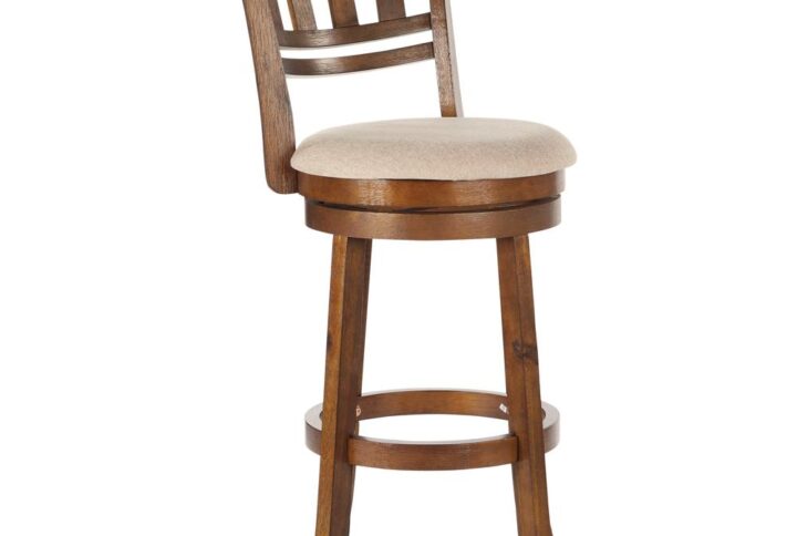 Swivel Stool 30" with Slatted Back in Brushed Brown Finish