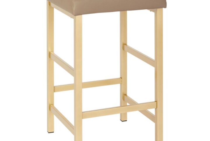 26" Gold Backless Stool in Camel