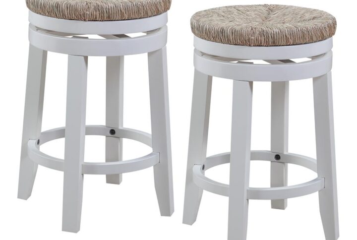 Complete a contemporary BoHo or Farmhouse style kitchen with our 26" swivel stools sold as a pair. Easy-going seagrass woven seat and solid wood frame in a white finish set the stage for relaxed