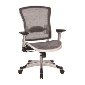 Executive Breathable Mesh Back Chair with Silver Finish Flip Arms