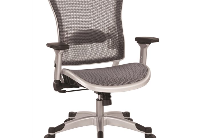 Executive Breathable Mesh Back Chair with Silver Finish Flip Arms