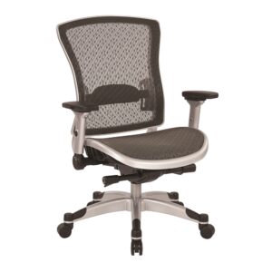 Executive Breathable Mesh Back Chair with Silver Finish Flip Arms
