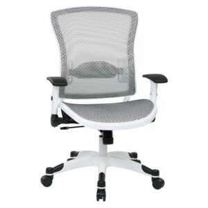 SPACE Seating White Frame Managers Chair with Padded Mesh Seat and Back