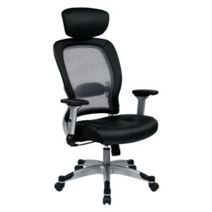 SPACE Seating Professional Light Air Grid® Back and Bonded Leather Seat Chair with Headrest