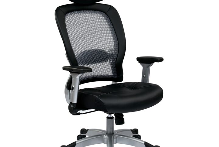 SPACE Seating Professional Light Air Grid® Back and Bonded Leather Seat Chair with Headrest