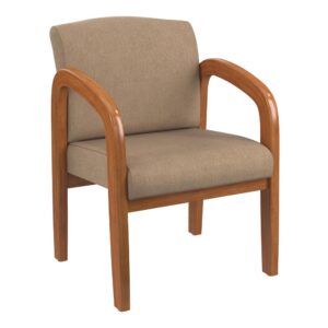 Update your business office décor while providing guests with comfortable seating with this Medium Oak finished chair. A thick padded seat and backrest intelligently constructed with a high quality foam
