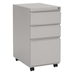Filing is a breeze with the 22” Mobil Pedestal -Box/Box/File-File/File from OSP Furniture®. This smart storage piece makes front-to-back letter filing and side-to side legal filing easier than ever. A top box drawer includes a divider and pencil tray to keep essentials close at hand.