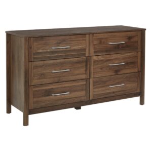 Stonebrook 6-Drawer Horizontal Dresser in Classic Walnut Finish