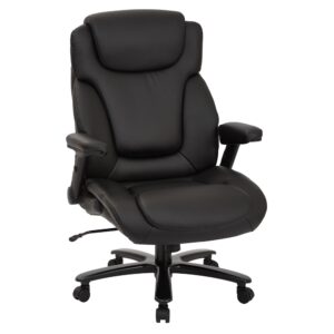 Big and Tall Deluxe High Back In Black Bonded Leather Executive Chair with Padded Flip Arms