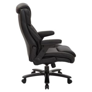 Big and Tall Deluxe High Back In Black Bonded Leather Executive Chair with Padded Flip Arms