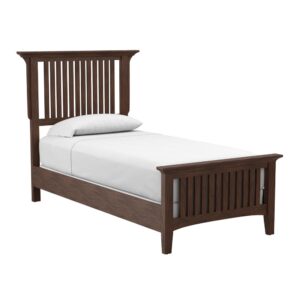 The modern mission collection is an updated version of the traditional craftsman design. The renewed look has enhanced darker hues in the finish with a deep oak grain look and feel. This twin head board has twelve slats built in to provide the quintessential mission look. Easy to assemble and built to last with its wood frame and vintage oak finish