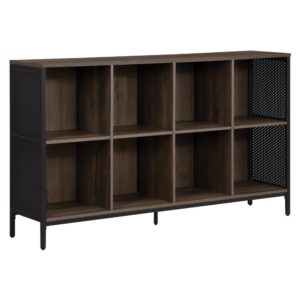 Solve your practical storage solution in style with our wood and metal storage bookshelf! With 13" x 13" cube shelves