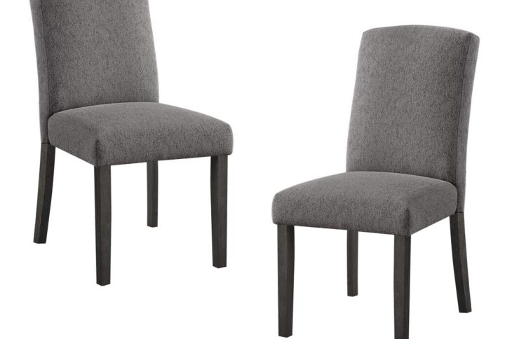 Everly Dining Chair 2-Pack in Charcoal Fabric with Grey Washed Legs