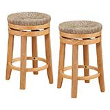 Complete a contemporary BoHo or Farmhouse style kitchen with our 26" swivel stools sold as a pair. Easy-going seagrass woven seat and solid wood frame in a natural woodgrain finish set the stage for relaxed