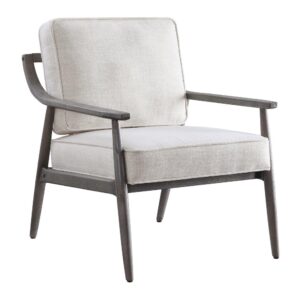 Give your room an instant upgrade with the addition of the Samuel Armchair from OSP Home Furnishings™. This gorgeous Armchair features Mid-century Modern styling and wears a rustic finish over its solid-wood frame. An open-back silhouette and plush cushions give this chair another level of design appeal.