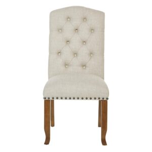 Elegantly sophisticated. You’ll be all set to host your first dinner party with these classic dining chairs. The timeless elegance of the 12 button tufted back and nailhead trim exudes modern sophistication