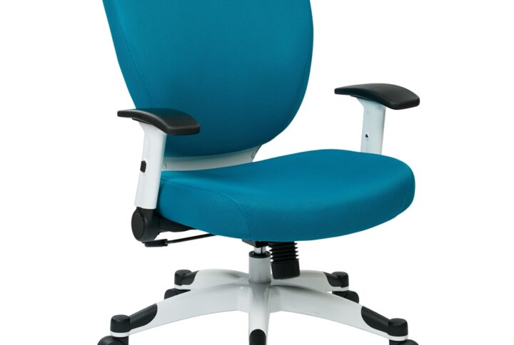 White Frame Managers Chair with Padded Mesh Seat and Back