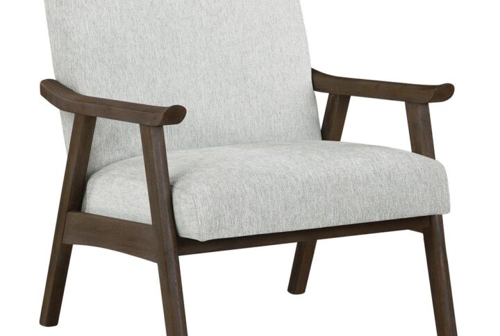 Weldon Armchair in Smoke Fabric with Brushed Brown Finished Frame