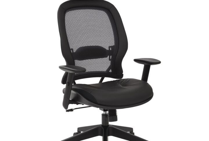 SPACE Seating Professional Air Grid® Chair with Bonded Leather Seat and Adjustable Headrest