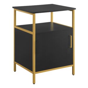 the clever Modern Life cabinet in matte finish adds charm and sophistication to any space. Featuring trendy hardware and frame in a durable powder-coated gold finish. This side table will give the 'wow' factor to any home office. Smart cabinet storage and mid shelf keep everything organized