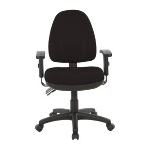 this ergonomic designed chair provides comfort and support to both your body and mind. Intelligently outfitted with a vertically adjustable back and arm height makes this chair ideal for folks of large and small statures alike. The thick contoured molded back with built in lumbar support