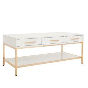 Alios Cocktail Table with White Gloss Finish and Gold Chrome Plated Base