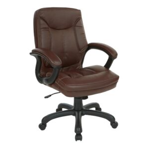 Get smart about where you sit with the stylish comfort of the Executive Mid Back Faux Leather Chair from Work Smart™. Attractive from every angle