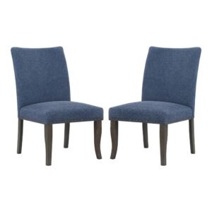 Hamilton Dining Chair 2-Pack with Antique Bronze Nailheads and Grey Washed Legs in Atlantic Fabric