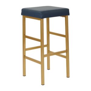 30" Gold Backless Stool in Blue