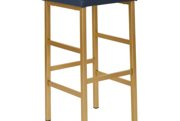 30" Gold Backless Stool in Blue