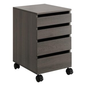 This 4-drawer mobile pedestal features easy to access and functional drawer storage.  Featured in 3 stylish finishes