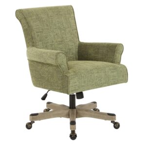 Megan Office Chair in Olive Fabric with Grey Wash Wood