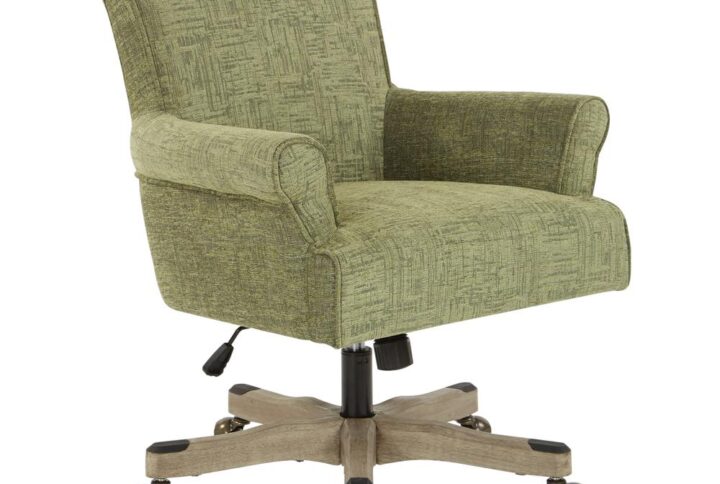 Megan Office Chair in Olive Fabric with Grey Wash Wood