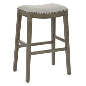 Saddle Stool 30" in Grey Fabric and Antique Grey Base 2-Pack