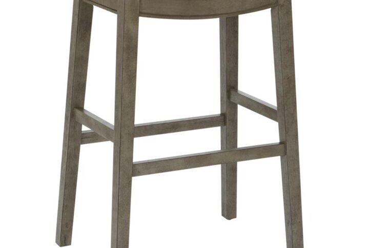 Saddle Stool 30" in Grey Fabric and Antique Grey Base 2-Pack