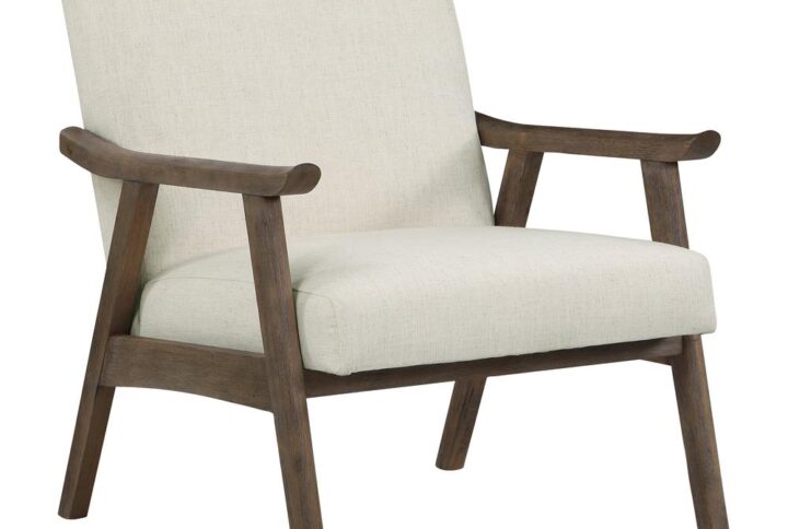 Weldon Armchair in Linen Fabric with Brushed Brown Finished Frame