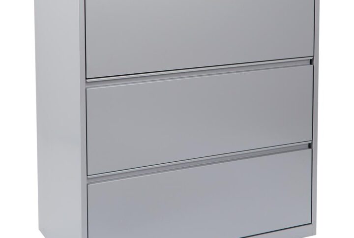 36" Wide 3 Drawer Lateral File With Core-Removeable Lock & Adjustable Glides(Silver)