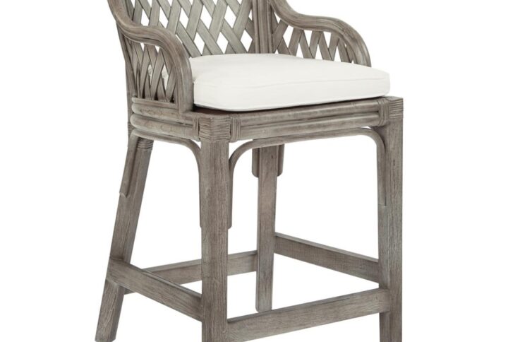 Bring comfort back to the dining room with the Plantation Counter Stool. This jungle-inspired stool features a rattan wicker frame and woven back panels made of embossed bamboo. Solid wood support and a cotton duck foam cushion creates a stool that is a natural fit for any dining or kitchen area.