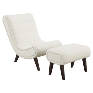 Hawkins Lounger with Ottoman in White Faux Leather